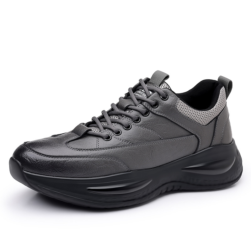 Men's athletic leather shoes, brown casual shoes